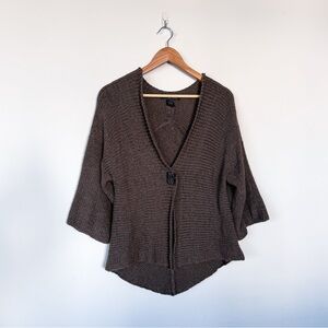 Vintage Brown Avenue Button Front Knit Crochet Wide Arm Cottage Core Chunky